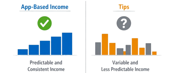app based income vs tips credit cards income stability comparison