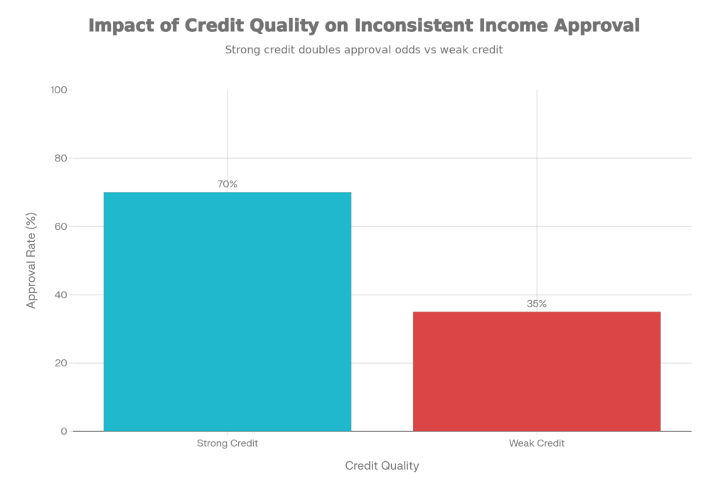 evaluation of inconsistent self employed income for credit card approval